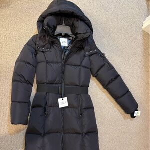 SAM Black Quilted Puffer Coat with Hood